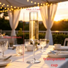 12-Piece Acrylic Champagne Glasses, 5 Oz (Approx. 141.7 G) Shatter-Resistant Reusable Stemware - Modern And Perfect For Home Daily Use, Weddings, Baking, Drinking, Party Supplies (Clear) - View 8