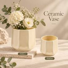 Naturepeak Shatterproof Imitation Ceramic Plastic Vase, Modern Minimalist Home Decor, Striped Detail, Versatile Decorative Vase For Living Room, Office, Wedding, Year-Round Indoor/Outdoor Decor - Minimalist Vase - View 9