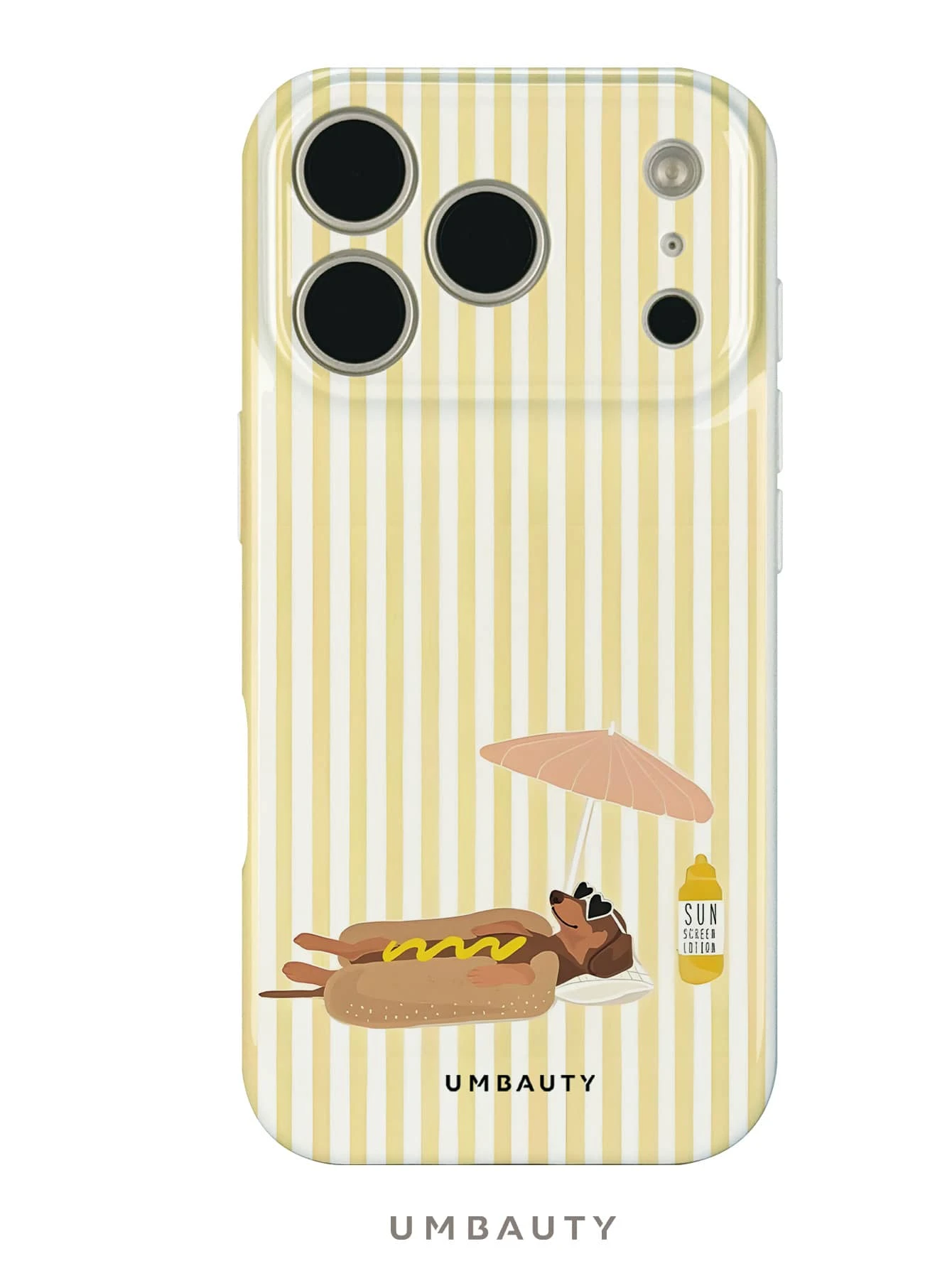 UMBAUTY 1 buah Casing Ponsel Motif Anjing Dachshund dengan Latar Belakang Garis-garis Kuning Krem, Kompatibel dengan iPhone 18 Pro Max, Cocok untuk Apple 18/17/16/15/14/13/12/11 Pro Max/Plus/Mini 17e, Casing Ponsel Soft Shell Cetak Definisi Tinggi dengan Perlindungan Layar/Lensa yang Ditinggikan, Unisex, Hadiah Ideal untuk Pacar di Halloween, Hari Valentine, Paskah, Musim Pernikahan, dan Ulang Tahun - MultiWarna - View 1