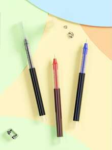 Sunnybelt 12pcs Direct Liquid Ink Rollerball Pen, 0.5mm Stainless Steel Needle Tip Quick Dry Pen, Visible Ink Reservoir Smooth Writing Signature Pen For School Office Stationery - Liquid Ink Rollerball Pen 12pcs Set - View 4