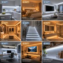 Motion Sensor LED Strip Lights, Warm White / Cool White Optional, Self-Adhesive Cuttable, USB & AAA Battery Powered(Batteries Not Included), Under Cabinet Closet Bedside Night Light - 2835 CT - View 9