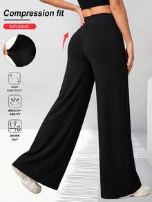 Plus Size Elegant Black High Elasticity Long Flare Pants Women Fashion Style - Black - View 3