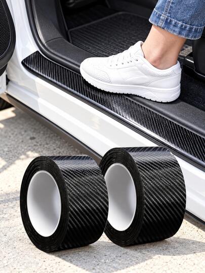 1 Rollo de Cinta Protectora con Textura de Fibra de Carbono 3D, Impermeable & Resistente a Arañazos, Pegatina Decorativa para Coche, Adecuada para Bordes de Puertas, Tapa del Maletero, Parachoques Trasero y Carcasa del Espejo Retrovisor, Estilo Interior & Exterior del Vehículo