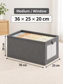 1pc Large Storage Basket | Fabric Wardrobe Organizer Box With Transparent Window, For Organizing | Foldable With Lid Home Storage, Beige, Grey Decor, Holiday Decor, Room Decor, Home Decor, Bedroom Decor - Multicolor - View 22