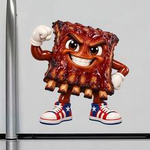 Bold Barbecue Ribs Fridge Magnet, A Backyard Cookout Story For Fun Family Kitchen Moments For All Metal Surfaces Throughout The Home - A - View 2