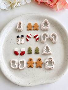 Bear Clay Cutters For Earrings, Cute Acrylic Polymer Clay Earring Cutter Mold, Stuffed Animal Layered Shape, DIY Polymer Clay Earring Making Supplies - White - View 1