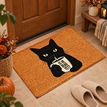 2D Coffee Drinking Cat Pattern Printed Long Runner Mat, Indoor Entrance Rug, Bedroom Bedside Mat, Kitchen Runner Mat, Suitable For Living Room, Laundry Room, Bathroom - Multicolor - View 3