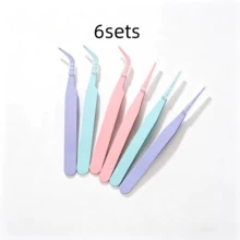 2/3/6 Sets Straight + Curved Macaron Color Stainless Steel Tweezers Set, Precision Straight Head & Curved Head Dual-Use False Eyelash Tweezers With Transparent Plastic Protective Cover, Easy To Carry. Matte Anti-Slip Spray Coating Process, Complete Tweezers Tip Without Slipping, Firm Grip Without Slipping, Pointed Tip Resistant To Deformation. Suitable For False Eyelash Application, Nail Art Rhinestone Application, Scrapbook Stickers, DIY, Handmade Collage, Perler Beads And More. Sturdy And Durable, Portable Makeup Accessory Tool, Multiple Colors Available, Meets Daily Makeup And Handmade Creation Needs, Beginners Can Easily Use. - Straight and Curved Tweezers Set - View 15