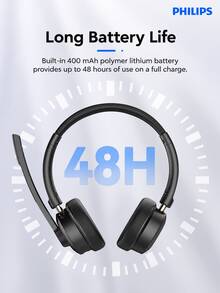 PHILIPS Headset Nirkabel Over-Ear SHM5108 dengan Bluetooth 5.3 Peredam Kebisingan, untuk Layanan Pelanggan Call Center/Agen Telemarketing, Komputer/Telepon Rumah, Kelas Online, Konferensi, dan Lainnya. - View 8
