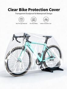 2pcs Road Bike Dedicated Protection, High Transparency Material Without Obscuring Aesthetics, Elastic Cuff Quick Wear, Compatible With Road Bike, Mountain Bike And Other Multiple Models, Portable Disposable Transparent Bicycle Cover, Mountain Road Bicycle Dustproof Waterproof Sunproof Rainproof Cover, Electric Bike Cover, Durable Bicycle Protection Cover, Sunshade - Clear - View 2