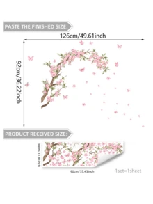 30*90cm 自黏式桃花與蝴蝶 2D 牆貼，居家背景裝飾牆貼，幼兒房裝飾 - 彩色 - 查看 7