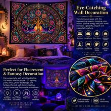 2D Flat Pattern, 1pc, Tree Of Life Tapestry, Vintage Mandala Design, Tree Of Life, Sun, Moon, Flowers, Starry Sky Pattern, Glows Under Fluorescent Light, Suitable For Wall Decor, Hanging, Bedroom Backdrop Or Party Decoration - Multicolor - View 11