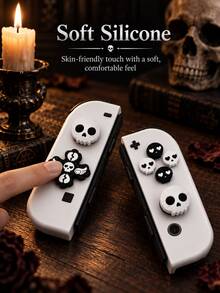 جيمدورا – مجموعة أغطية عصا التحكم وأزرار الاتجاهات لوحدات تحكم سويتش NS2/Joy-Con (نمط الجمجمة/الزهور) – تصميم مضاد للانزلاق؛ هدية مثالية للاعبي سويتش، مثالية لعيد الهالوين أو عيد الميلاد - مشاهدة 3