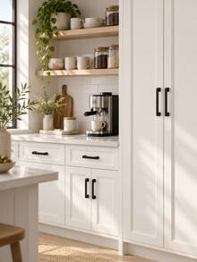 6pcs Black Plastic Cabinet Handles, Suitable For Kitchen, Vanity Drawer, Wardrobe Door And Other Furniture - Multicolor - View 3