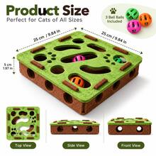 AOSHA Interactive Cat Puzzle Maze Toy With 3 Bell Balls, Felt Hunting & Pawing Enrichment Toy For Indoor Cats, Multi-Hole Boredom Relief Self-Play Toy For Kittens & Adult Cats - View 9