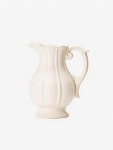 1pc White Ceramic Water Pitcher Vase With Handle And Wavy Spout, Textured Pottery Decorative Flower Vase, Vintage Farmhouse Style Home Decor, Suitable For Living Room, Entryway, Shelf, Mantel, Dining Table Centerpiece, Wedding And Housewarming Gift - Kettle Vase - View 13