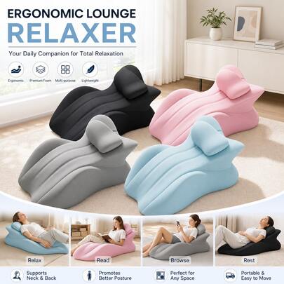 Cojín ergonómico para sofá, almohada de espuma de memoria con soporte para todo el Body y almohada de cuello desmontable, funda de seda de leche removible y lavable, almohadilla multifuncional para lectura y navegación en el hogar, almohada corporal ligera y portátil