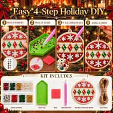 10pcs Christmas Diamond Painting Hanging Ornaments Set - Pearl Rhinestone DIY Diamond Art Hanging Decor, With Santa Claus, Snowman, Reindeer, Gingerbread Man Patterns, Suitable For Christmas Tree, Fireplace Decoration, Holiday Home Party Scenes, Perfect Handmade Creative Gift For Adults - View 3
