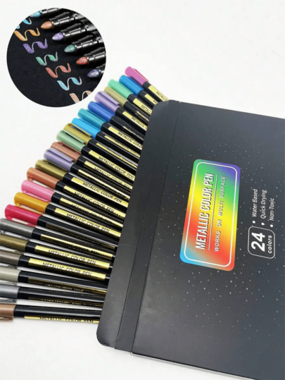 12 buah Spidol Warna Metalik dengan Tinta Cepat Kering - Ujung Halus, 168 Warna Cocok untuk Melukis dan Menggambar, Pena Cat Air Berwarna, Spidol Berwarna, Cocok untuk Scrapbooking, Pembuatan Kartu, Jurnal, 12 buah Pena Cat Air Warna Metalik, Cocok untuk Sekolah, Perlengkapan Kelas, Alat Tulis Siswa, Perlengkapan Sekolah, Seniman dan Perlengkapan, Cocok untuk Mewarnai, Album Foto DIY, Kartu Hitam, Kolase, Kerajinan, Melukis, Penandaan Perencana Permen, Jurnal, Pesta, Pernikahan, Natal, Hari Ibu, Rumah, Sekolah, Siswa, Halloween