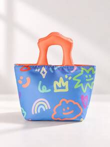 Cute Colorful Trapezoid Design, Abstract Geometric Print, Soft Thick Handle, Large Capacity Interior, Portable Insulated Food Storage And Lunch Bag, Suitable For Work, School, Office, Picnic, Travel, Back To School, Spring And Summer Outings - Multicolor - View 14