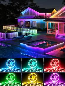 5m至20m LED燈條，適用於臥室、客廳、遊戲室、廚房、電視背景燈，節日禮物，配備44鍵遙控器，支持顏色、亮度與速度調節 - 多色光 - 查看 5