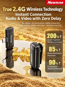 Newmine MC200 Wireless Lavalier Microphone With Charging Case, Single-Person Live Streaming And Short Video Recording Mic, Outdoor Karaoke Noise-Canceling Portable Microphone, Compatible With Android And IPhone 15 And Above - View 9