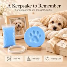 DIY Pet Paw Print Memorial Kit, Suitable For Dogs And Cats, White And Blue Clay With Letter Stamps And Round Molds, Pet Memorial Gift - 5 Pcs - View 5