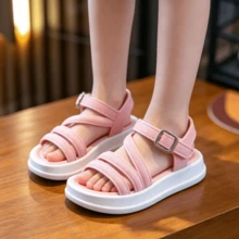 女孩時尚陽光涼鞋，適合日常穿著 - 粉色 - 查看 4