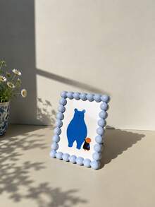 6 Inch Cute Beaded Plastic Photo Frame, Cute Desktop Photo Frame, Decorative Photo Frame Display Stand, Home Decor Ornament | Desktop Photo Frame, Rustic Style Desktop Decor, Modern Home Decor, Preset Photo Paper Style (Random) - Multicolor - View 10