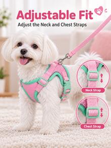 1pc Reflective Adjustable Dog Harness With Breathable Mesh, Thickened Top Handle, Double D-Rings And Quick-Release Buckle, Suitable For Small, Medium And Large Dogs, Pet Vest, Pet Harness And Leash Set, Decorative Pet Clothing - Multicolor - View 4