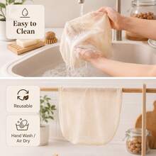 2/4pcs Cotton Mesh Filter Bags With Drawstring, Reusable Nut Milk Strainer Bags For Coffee, Tea, Juice, Yogurt And Cheese Making - Multicolor - View 9