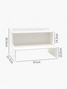Estantería de almacenamiento de doble capa estilo coreano, organizador de escritorio, estantería de almacenamiento para cosméticos, papelería y libros de dormitorio y oficina, estantería de almacenamiento para perfumes, aperitivos y suministros de baño, estantería decorativa de almacenamiento para el hogar - Blanco - Ver 12