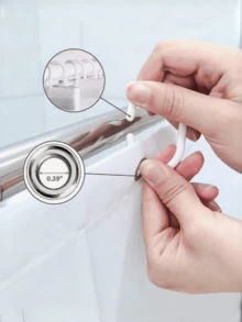 A Stylish Small Square PEVA Shower Curtain, Waterproof, For Bathroom Use, Hooks Included. - Multicolor - View 7