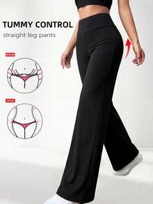 Plus Size Elegant Black High Elasticity Long Flare Pants Women Fashion Style - Black - View 1