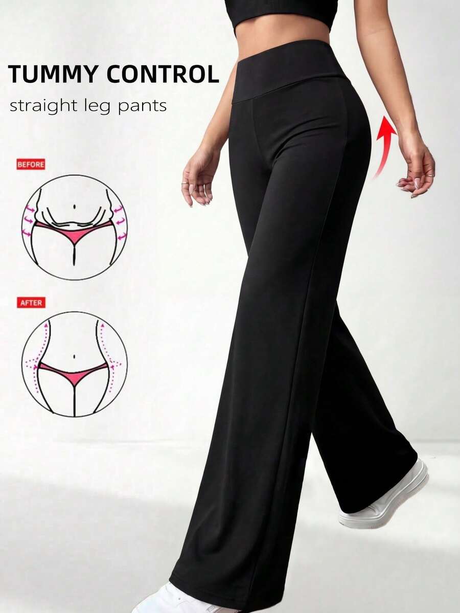 Plus Size Elegant Black High Elasticity Long Flare Pants Women Fashion Style - Black - View 1
