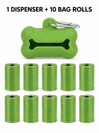 10 Rolls 150pcs Dog Poop Bags With Portable Dispenser, Pet Waste Bag Dispenser - Dog Poop Bag Storage Pouch, Leak-Proof Pet Waste Bags, Dog Supplies Cat Supplies, Puppy Essentials, Pet Cleaning Waste Bags, Pet Outdoor Essentials