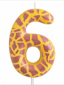 1pc Giraffe Pattern Number 0-9 Animal Theme Birthday Anniversary Party Cake Decoration Candle,Christmas - Multicolor - View 7