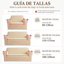 3-Piece Jacquard Sofa Cover Set, Elastic Sofa Covers, Machine Washable, Suitable For All Seasons - Beige - View 3