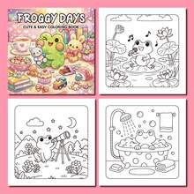 somoving 1pc (Cute Frog Coloring Book), Suitable For Adults And Teenagers, Made Of High-Quality Thick Paper, Cartoon Comfortable Cute Bold Minimalist Patterns, Watercolor Sketchbook, Children's Toy, Can Relieve Stress, Pass Time, Holiday Gift - Multicolor - View 3