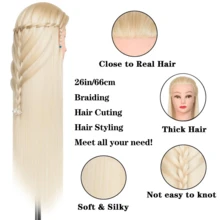Mannequin Head With Hair, 26'' Training Head Braiding Doll Head For Hair Styling Manikin Cosmetology Mannequin Head Practice Model Head With Clamp Holder - View 2