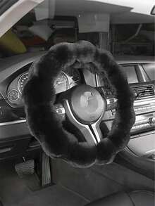 Wavy Faux Fur Car Steering Wheel Cover 38cm Universal Soft Fluffy Warm Plush Steering Wheel Protector Non-Slip Cute Wavy Car Interior Decoration Accessory Suitable For Women In Winter - A - View 8