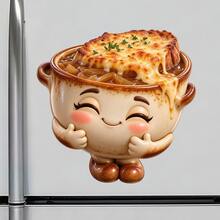 Cozy French Onion Soup Fridge Magnet, A Paris Bistro Story For Slow Kitchen Evenings For All Metal Surfaces Throughout The Home - A - View 2