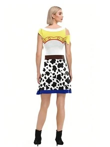 Women's Roleplay Dress, Cartoon Cow Print Sleeveless Dress, Suitable For Halloween And Comic Con - White - View 3