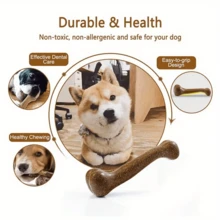 1pc Pet Realistic Bone Chew Toy, Yellow+Brown Dual Color, Suitable For Large, Medium And Small Dogs - Multicolor - View 5