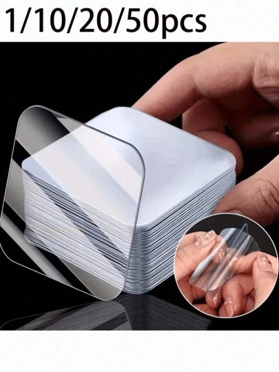 1/10/20/50pcs Super Strong Transparent Double Sided Tape, No Drilling Or Nails Required, Suitable For Plastic, Glass, Metal, Stone, Drywall And Other Surfaces