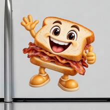 Smiling Bacon Sandwich Fridge Magnet, A Classic Breakfast Story For Busy Family Kitchen Mornings For All Metal Surfaces Throughout The Home - A - View 2