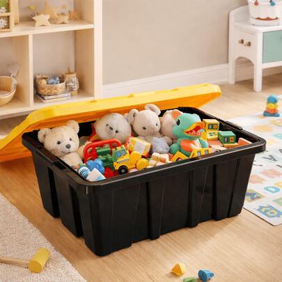 Caja organizadora de plástico resistente para uso rudo 78X52X35Cm Profesional 102 Lts Negra
