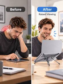 Foldable Laptop Stand, Adjustable Aluminum Alloy Laptop Base, Portable 360 Degree Rotating Computer Stand, Ergonomic Desktop Stand, Suitable For Macbook Laptop Tablet, Height Adjustable Heat Dissipation Design, Travel Office Workstation Accessory, Universal Device Stand - View 6