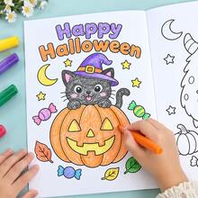 Halloween Cute Style Children's Coloring Book Ghost Black Cat Pumpkin Holiday Theme Coloring Picture Book Kids Leisure Doodle Painting Practice Notebook Back To School Learning Supplies Student Holiday Gift - Multicolor - View 11