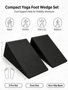Bloque de soporte en cuña para sentadillas, adecuado para yoga, entrenamiento de fuerza y estiramiento profundo, bloque triangular de soporte para sentadillas, ladrillo de yoga para flexión profunda de piernas, cuña de fitness para sentadillas, tabla inclinada de EVA para estiramiento y levantamiento de piernas - Negro - Ver 5